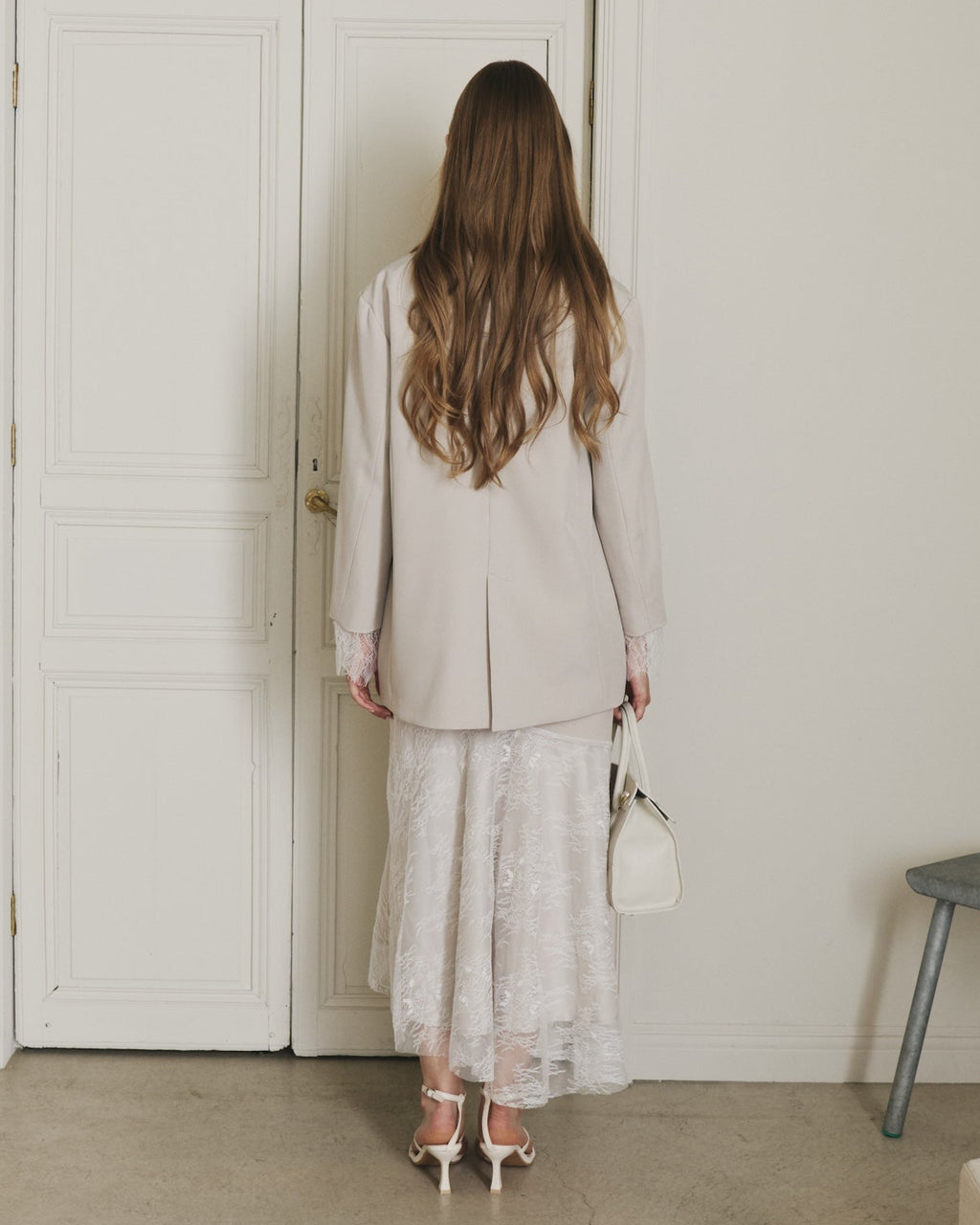 RIBBON ASYMMETRY LACE CAMISOLE DRESS