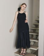 RIBBON ASYMMETRY LACE CAMISOLE DRESS