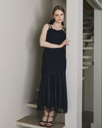 RIBBON ASYMMETRY LACE CAMISOLE DRESS