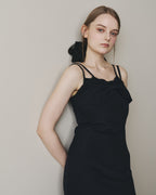 RIBBON ASYMMETRY LACE CAMISOLE DRESS