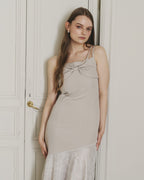 RIBBON ASYMMETRY LACE CAMISOLE DRESS